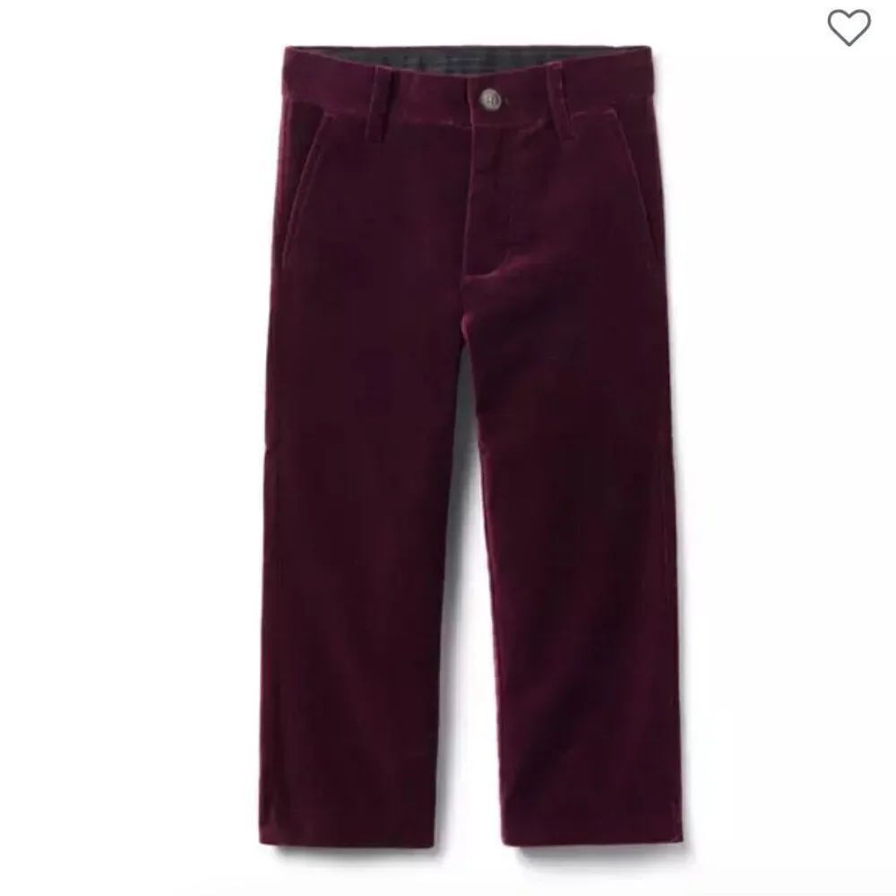 Janie and Jack100048425 Burgundy Velvet The Velvet Party Pants NWT